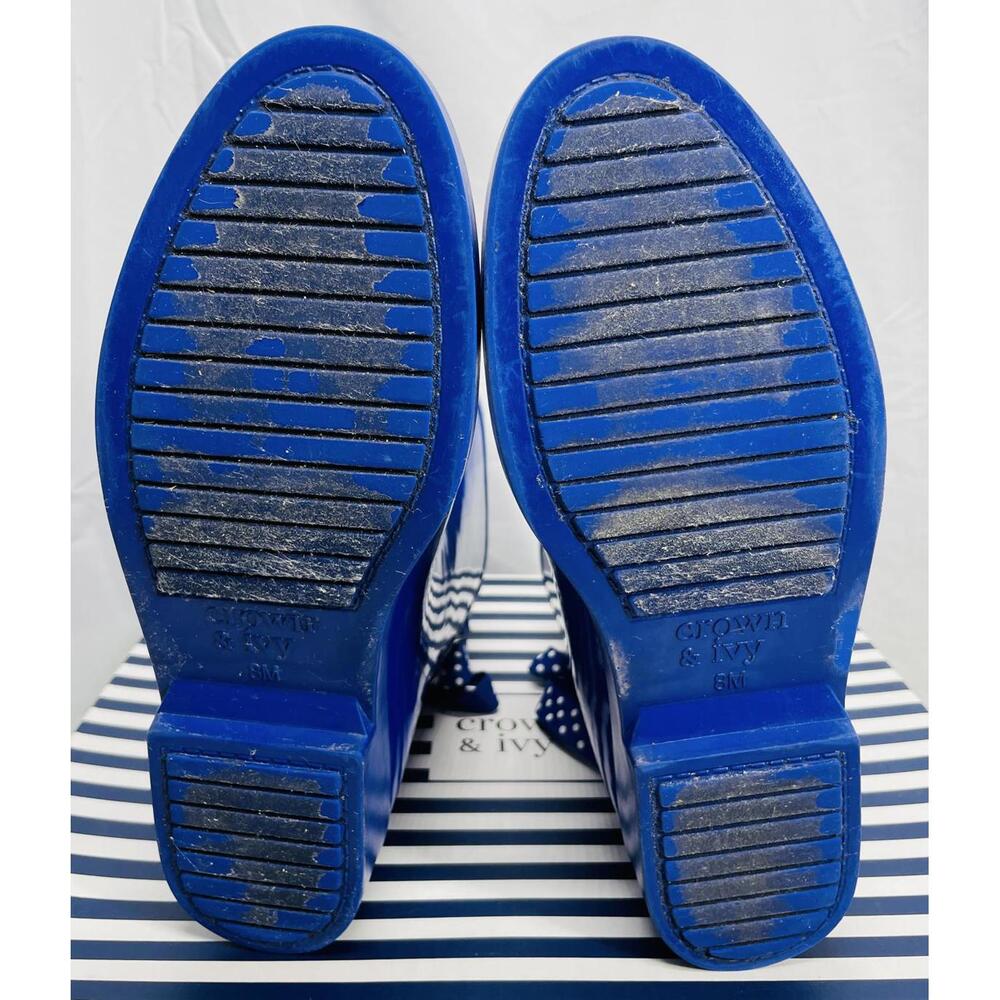 Crown & Ivy Gloss Blue Rubber Rain Boots with Polka Dot Ties LT WEAR Womens 8M - Picture 5 of 5